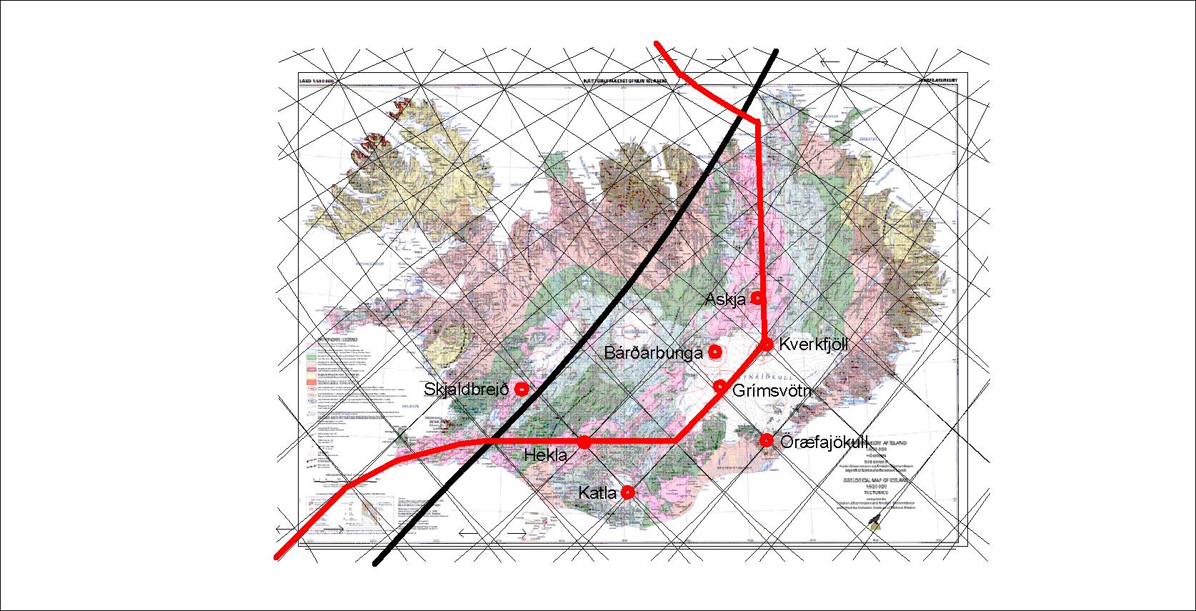 Iceland - division lines of lower mantle and tectonic plates