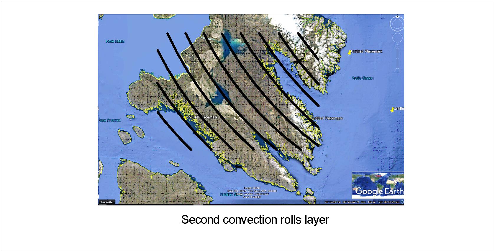 Iceland and Southern Baffinsland - second layer convection rolls only
