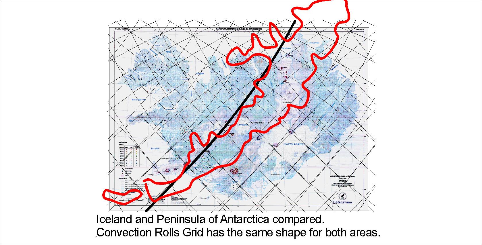 Iceland division line with Antarctica division line