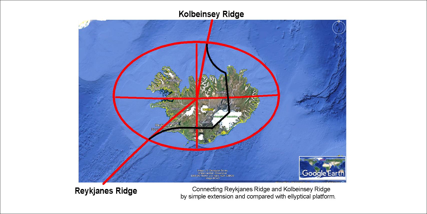 Iceland and the surrounding ocean floor - drawing