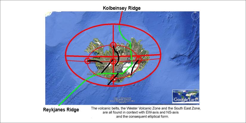 Iceland and the surrounding ocean floor - volcanoes