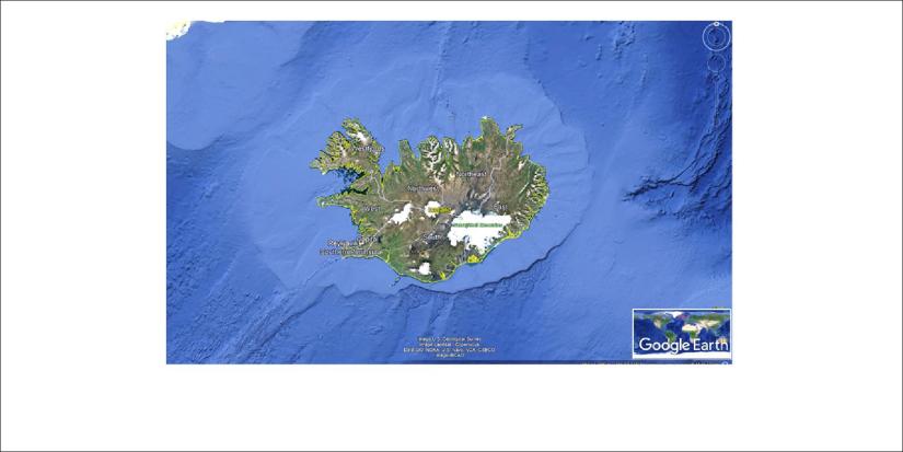 Iceland and the surrounding ocean floor